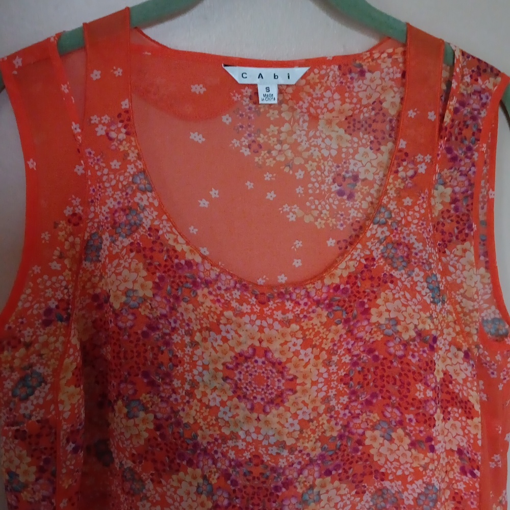 CAbi Blouse Beautiful In Orange & Violet - Picture 4 of 10